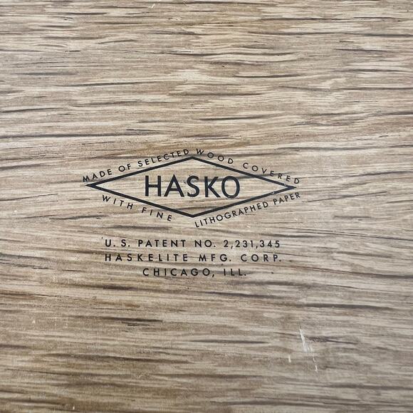 Vintage Set 3 HASKO Faux Wood Ornamental Floral Roses Lithograph Serving Trays - Picture 2 of 7